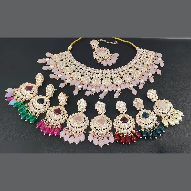 women’s unique pendant necklaces-Rani Sati Jewels Gold Plated Kundan Necklace Set