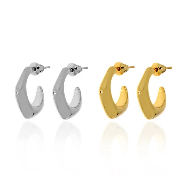 women's gold earrings-Canyon Hoop