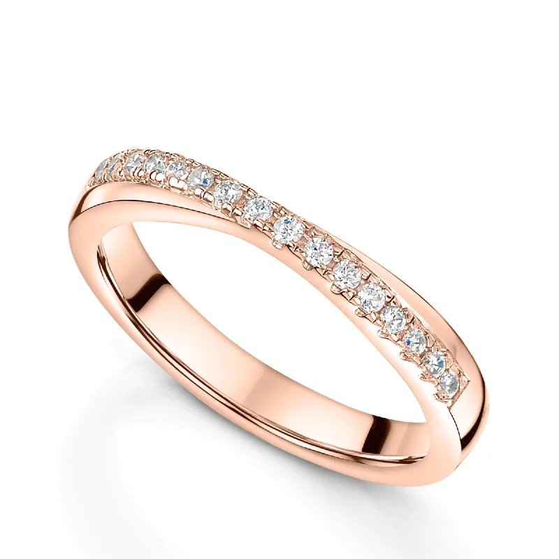 women's platinum engagement rings-18ct Rose Gold Diamond Cross Over Wedding Ring