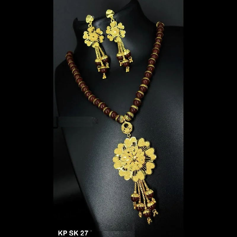 women’s gold and diamond necklaces-Mahavir Forming Gold Necklace Set - KP SK 27 SET