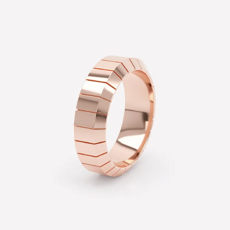 women’s double ring sets-Eternity Engraved 18K Rosegold Ring