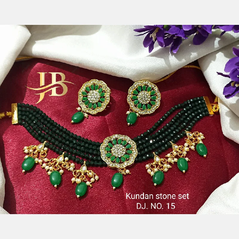 women’s engagement necklaces-Shree Jai Sai Art Gold Plated Kundan Choker Necklace Set