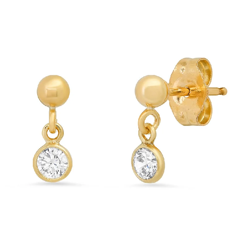 women's freshwater pearl earrings-Mini sphere CZ Ball Drop Earring