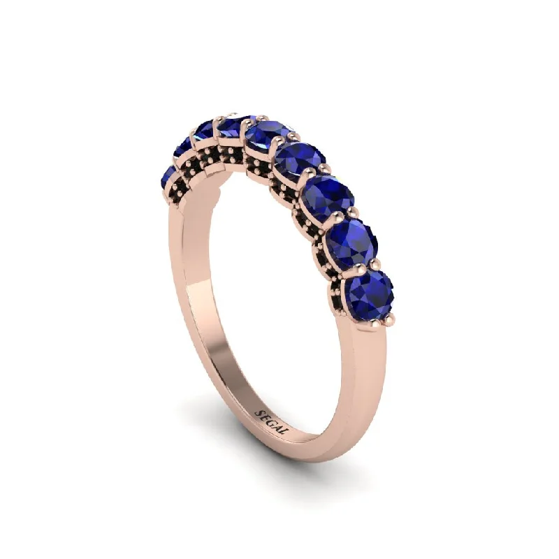 women's stackable engagement rings-Round Cut Sapphire 14K Gold Wedding Ring  - Jimena No. 44