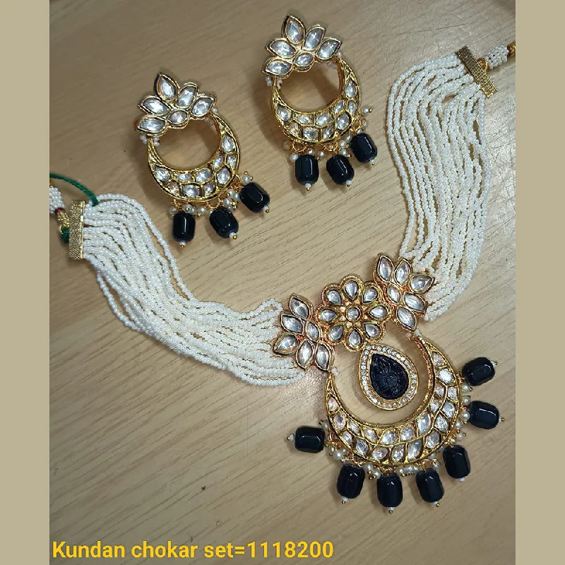 women’s personalized necklaces-Padmawati Bangles Gold Plated Kundan Stone Choker Necklace Set