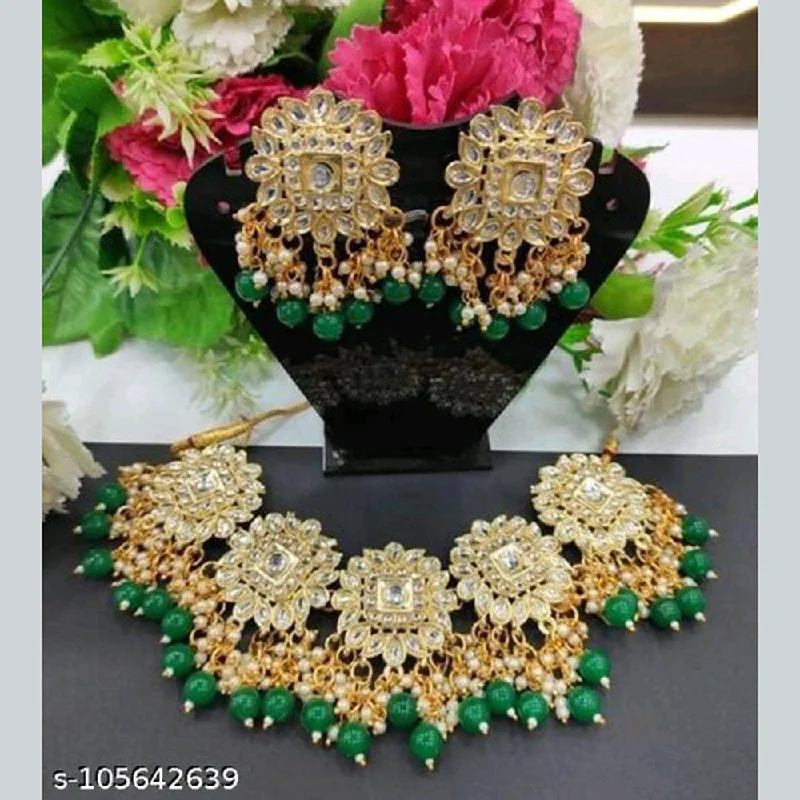 women’s silver charm necklaces-Shree Chamunda Jewellers Gold Plated Kundan Necklace Set