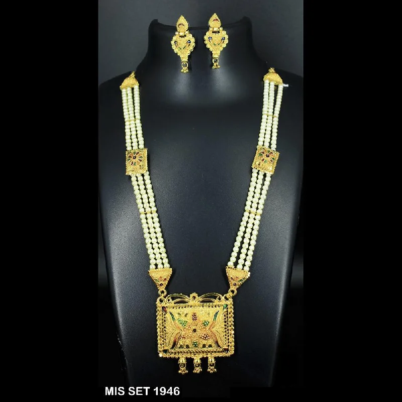 women’s designer necklaces-Mahavir Forming Gold Necklace Set - MIS 1946 SET