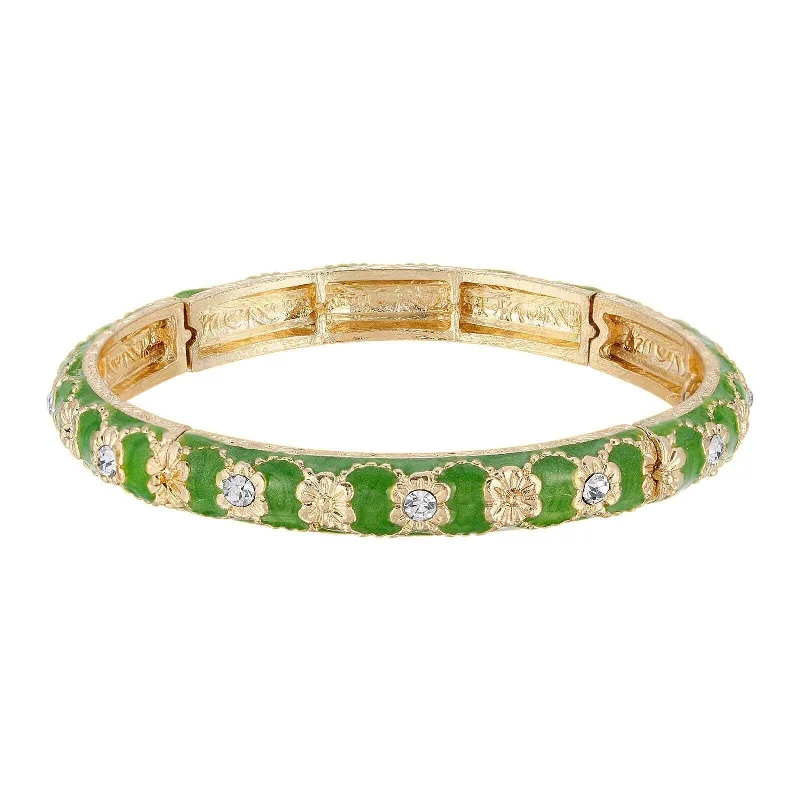 women's retro bracelets-2028 Jewelry Crystal With Enamel Stretch Bracelet