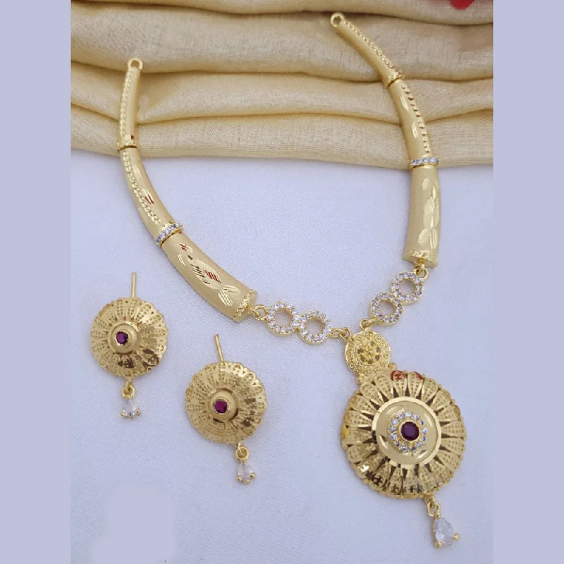 women’s short necklaces-FS Collection Gold Plated Austrian Stone Necklace Set