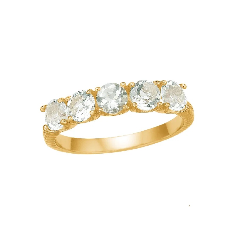 women’s oval rings-Reef 18K Gold Plated Ring w. White Prasiolite