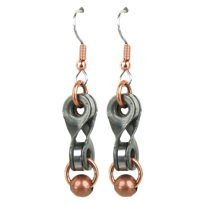 women's twisted hoop earrings-Twisted Link & Bead Earring - Wholesale