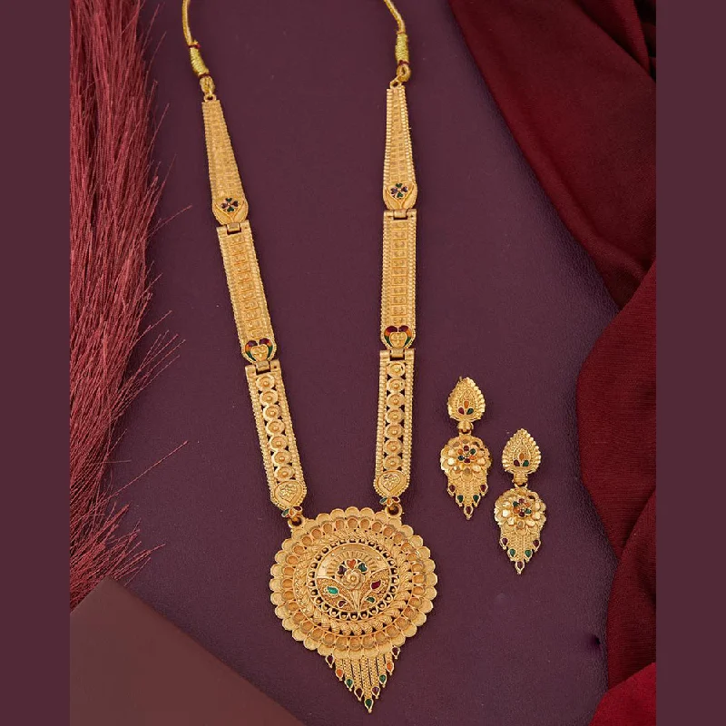 women’s silver chain necklaces-Kalpna Sales Gold Plated Meenakari Necklace Set