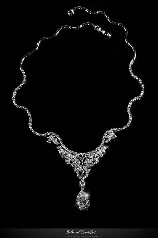 women’s silver chain necklaces-Melita Ornament Dangle Necklace | 60 Carat | Cubic Zirconia