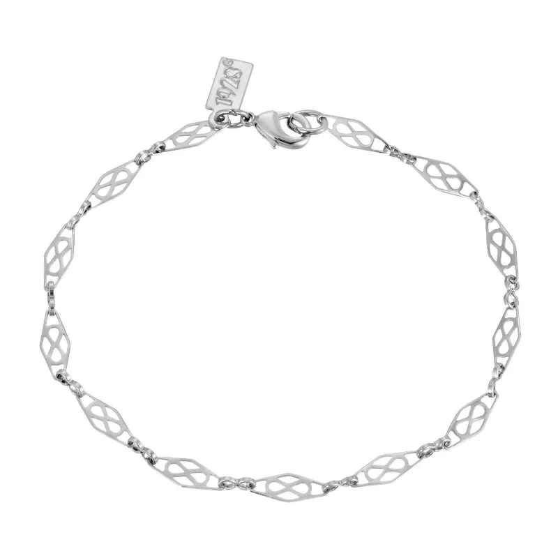 women's infinity bracelets-1928 Jewelry Diamond Design Chain Bracelet 7 Inch