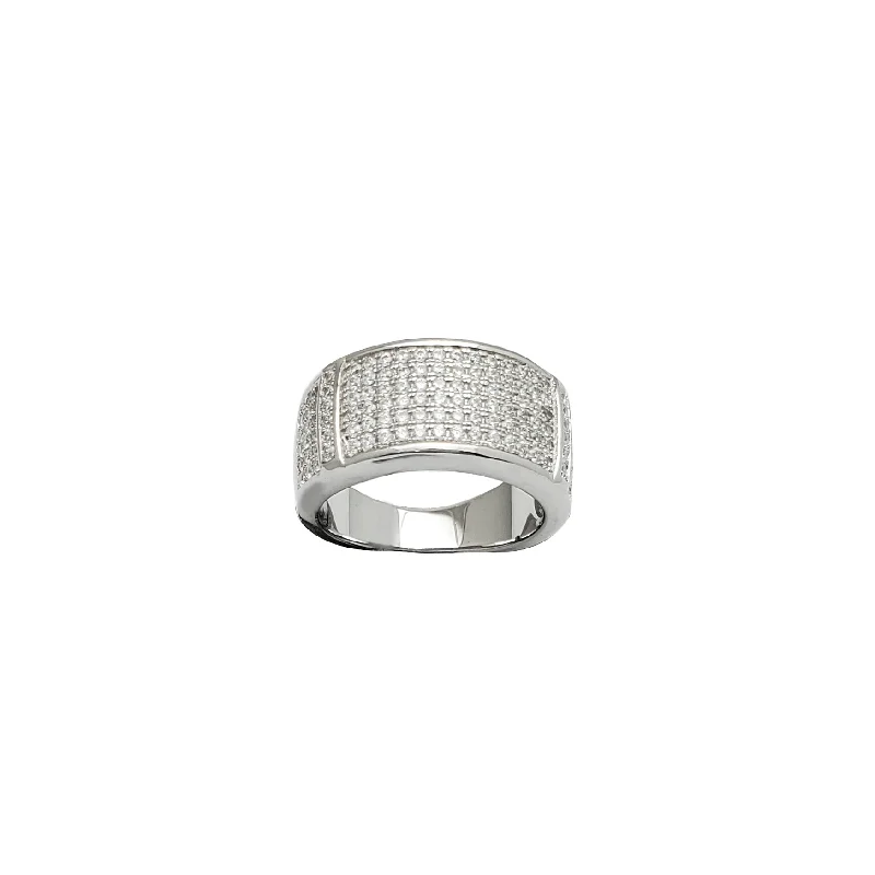 women's art deco engagement rings-Iced-Out Wedding Ring (Silver)