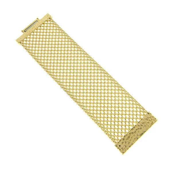 women's silver-plated bracelets-2028 Jewelry Gold Wide Mesh Hammered Magnetic Bracelet