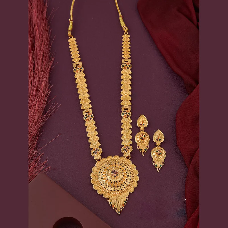 women’s birthstone charm necklaces-Kalpna Sales Gold Plated Meenakari Necklace Set