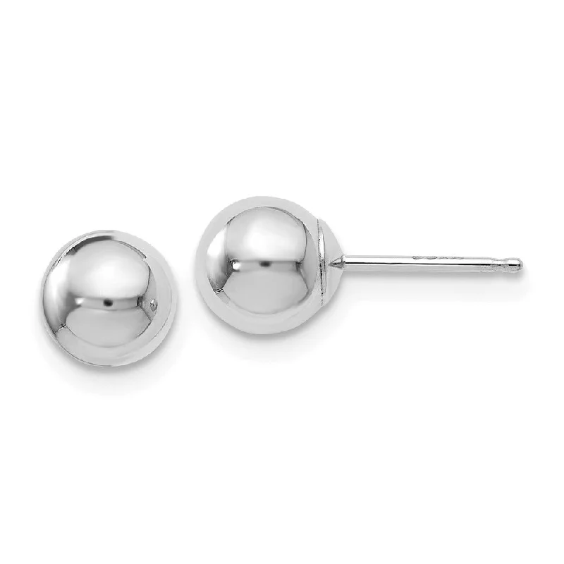 women's platinum earrings-6mm (1/4 Inch) 14k White Gold Polished Ball Friction Back Studs