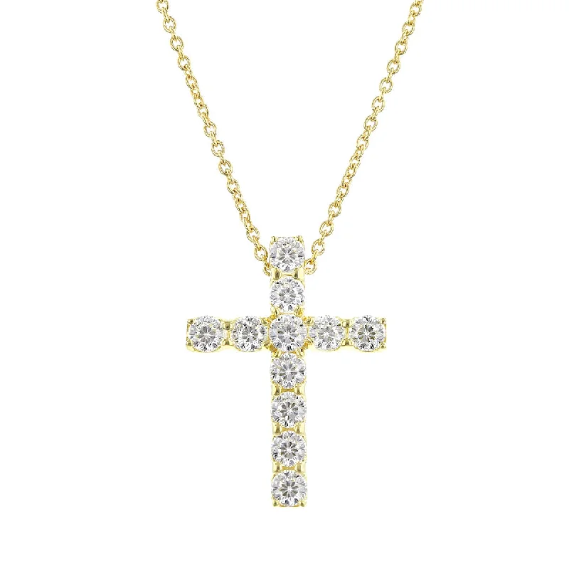 women’s multi-layer necklaces-Cento Yellow Gold Diamond Cross Pendant Necklace