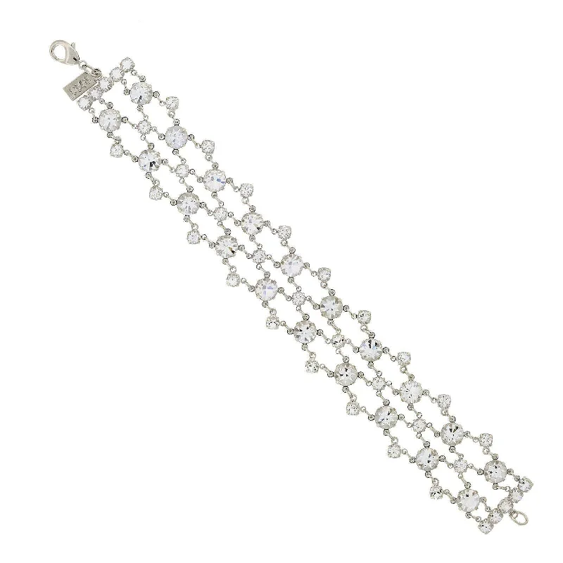 women's silver bracelets-1928 Bridal Genuine Austrian Crystal Bracelet