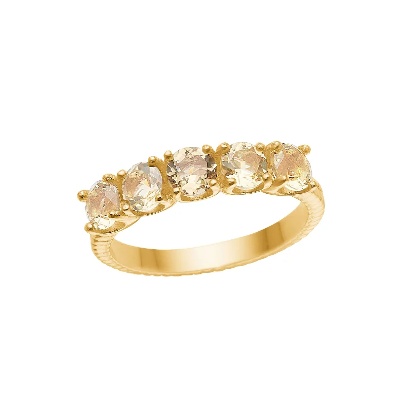 women’s custom-designed rings-Olalla 18K Gold Plated Ring w. 5 Quartz