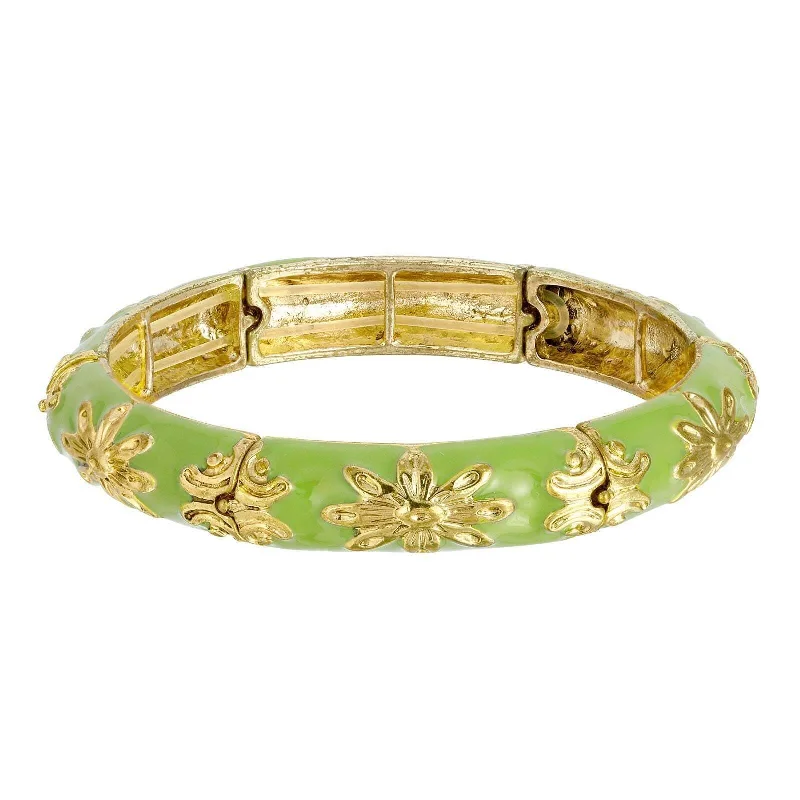 women's shell bracelets-1928 Jewelry Floral Enamel Stretch Bracelet