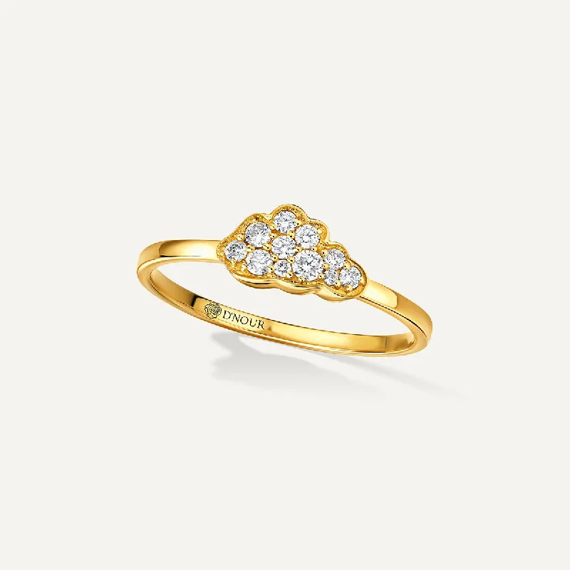 women’s gemstone rings-Allusia Love Mini 18K Gold Ring w. Diamonds