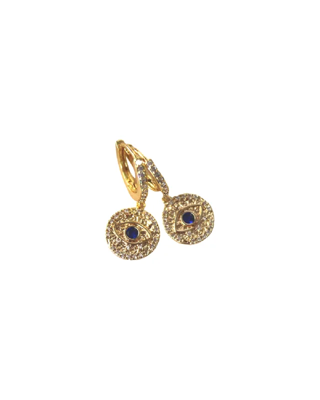 women's opal earrings-Layla Gold Eye Huggie Hoops