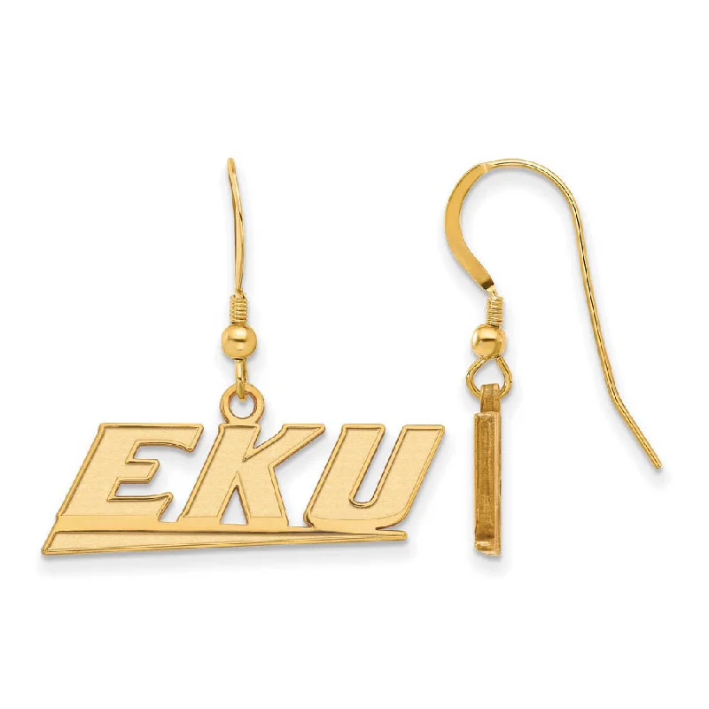 women's gothic earrings-14k Gold Plated Silver Eastern Kentucky University Dangle Earring