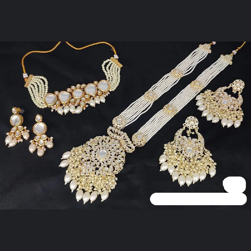 women’s floral necklaces-Lucentarts Jewellery Gold Plated Jewellery Combo Necklace Set