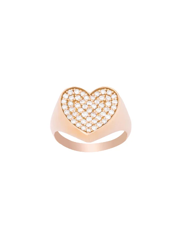 women’s emerald and diamond rings-Heart 18K Gold, Whitegold or Rosegold Ring w. Diamonds