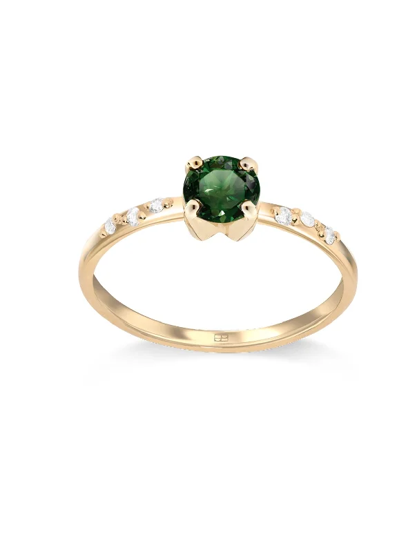 women’s luxury engagement rings-Your Way N°11 18K Gold Ring w. Tourmaline & Diamonds