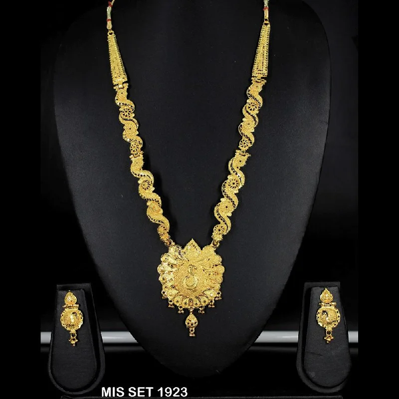 women’s gold-plated necklaces-Mahavir Forming Gold Necklace Set - MIS SET 1923