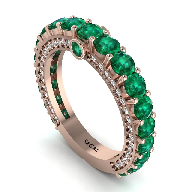 women's tension setting engagement rings-Emerald Eternal Love Wedding Ring - Anaya No. 5