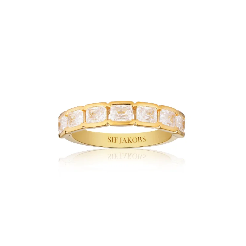 women’s fine jewelry rings-Roccanova 18K Gold Plated Ring w. Zirconias