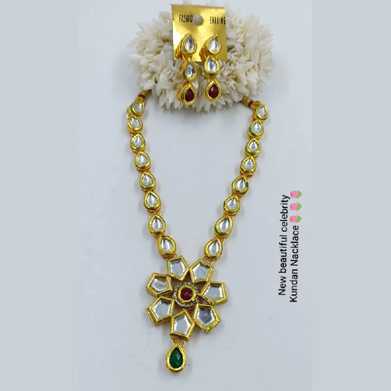 women’s lucky charm necklaces-Manisha Jewellery Gold Plated Kundan Stone Necklace Set