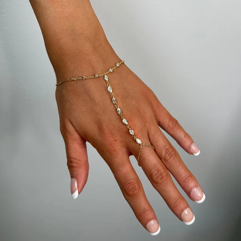 women's shell bracelets-Anastasia Hand Chain Bracelet