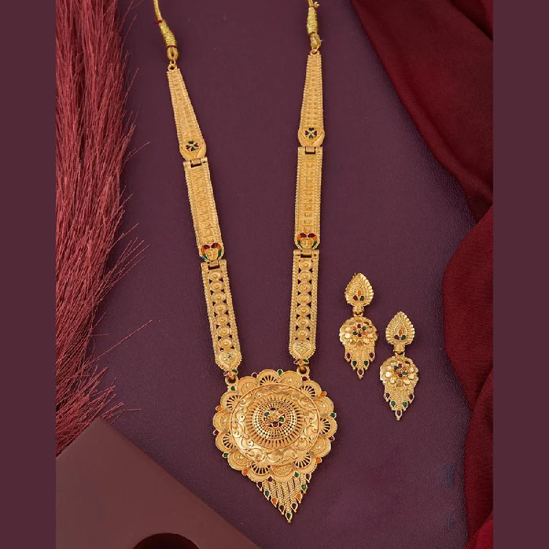 women’s vintage-inspired necklaces-Kalpna Sales Gold Plated Meenakari Necklace Set