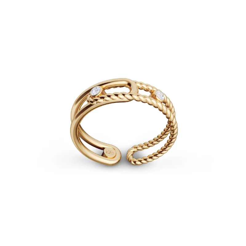 women’s double ring sets-Elements N°9 18K Gold Ring w. Diamonds