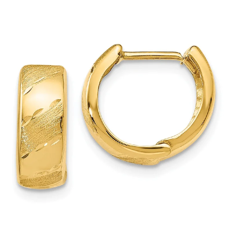 women's artistic earrings-5mm Polished & Satin Hinged Hoops in 14k Yellow Gold, 13mm (1/2 Inch)