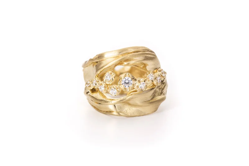 women’s small gemstone rings-Fusion No 02 18K Gold, Whitegold or Rosegold Ring w. Diamonds