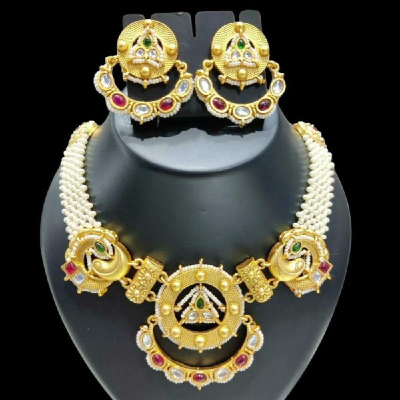 women’s simple pendant necklaces-Manisha Jewellery Kundan Stone Necklace Set