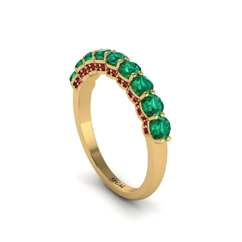 women's unique gemstone engagement rings-Round Cut Emerald 14K Gold Wedding Ring  - Jimena No. 49