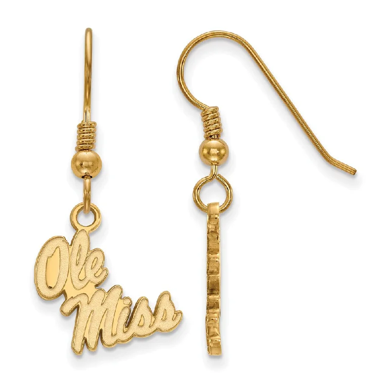 women's statement earrings-14k Gold Plated Silver University of Mississippi Dangle Earring