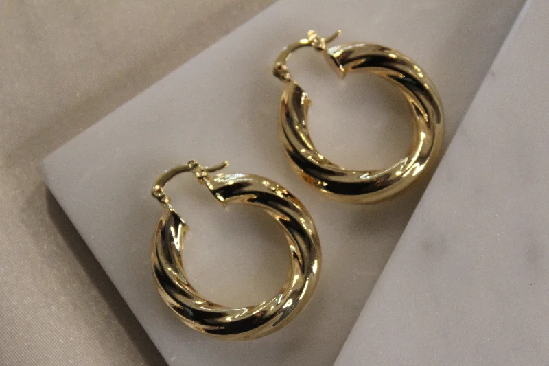 women's asymmetrical earrings-Charlotte Croissant Hoops