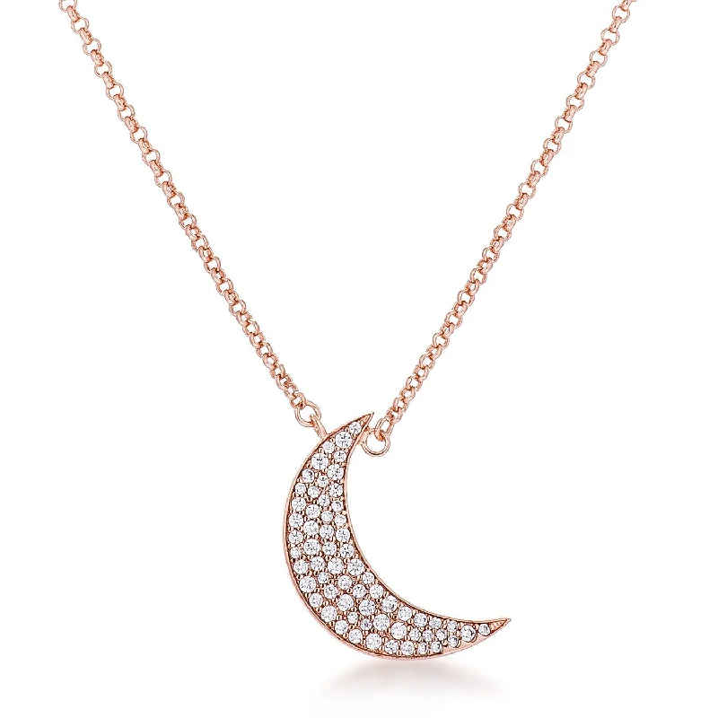 women’s custom necklaces-Luna To the Moon and Back Rose Gold Necklace