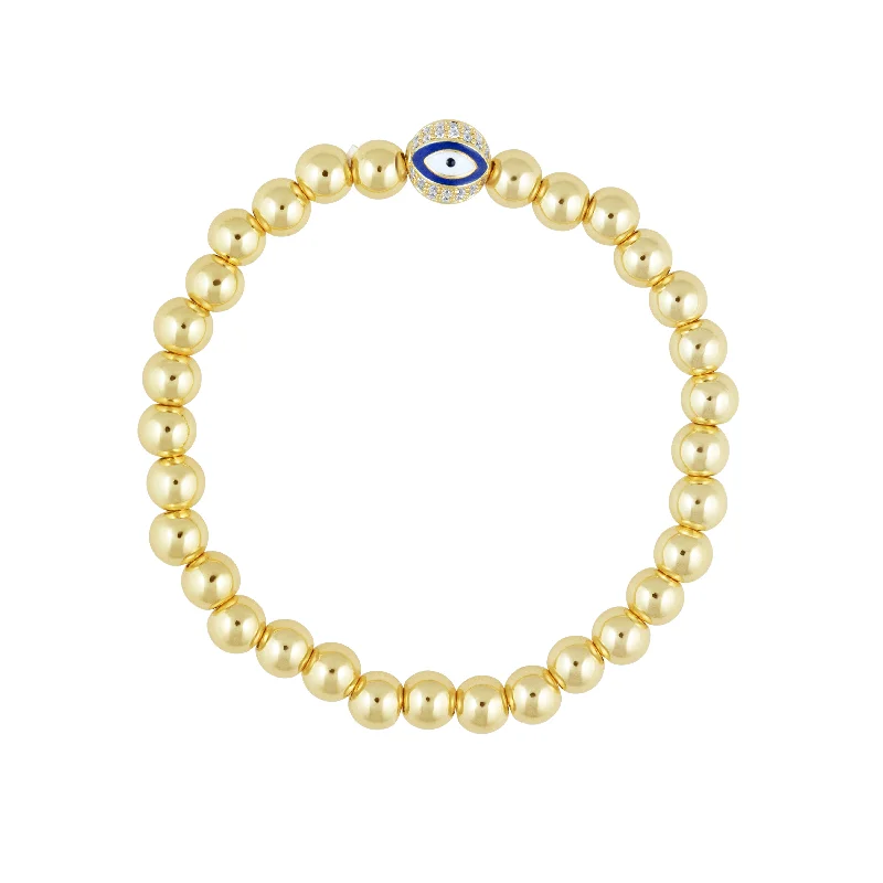 women's sun bracelets-Beaded Evil Eye Bracelet