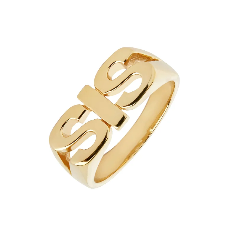 women’s oval rings-Sis Gold Plated Ring