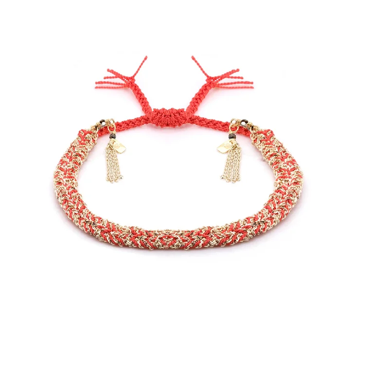 women's stretch bracelets-Corail Silk Bolo Fringe Bracelet