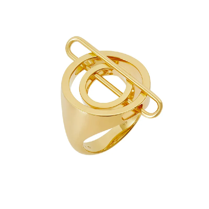 women’s platinum diamond rings-NEXUS Spin Gold Plated Ring